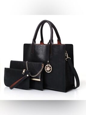Lady Large Capacity Eleg  Luxury Designer Crossbody 3pieces PU Leathers
